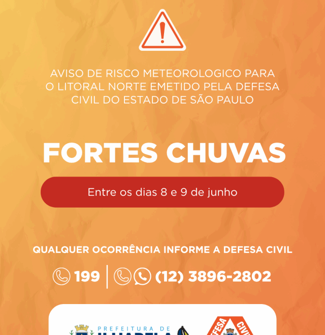 Ilhabela: Defesa Civil alerta para fortes chuvas neste domin...