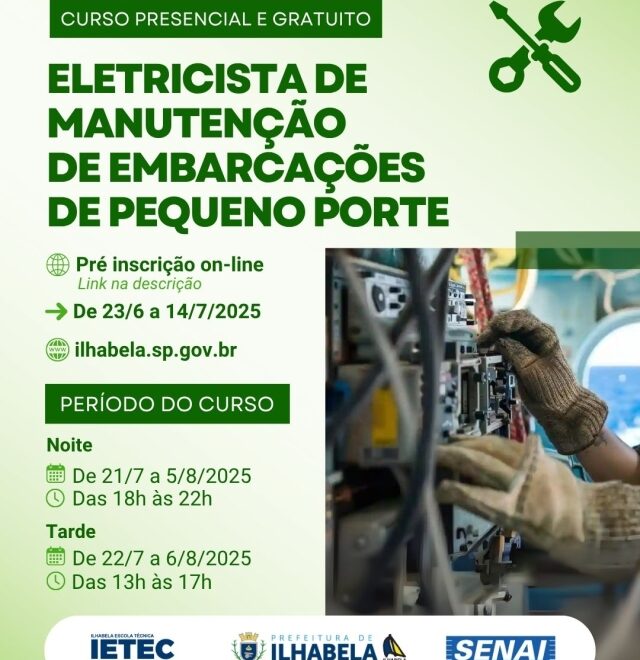 Ilhabela: Pré-inscrição para Curso de Eletricista de Embarca...