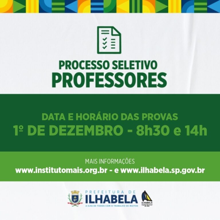 Ilhabela abre inscrições para concurso de contratação de pro...