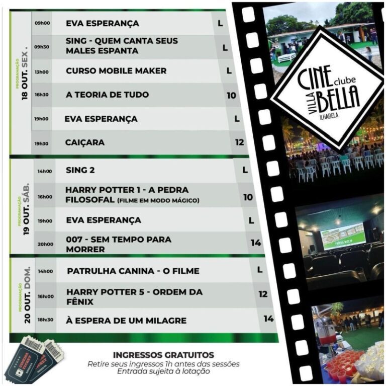 Cine Villa Bella e Clube em Ilhabela: Programação e Destaque...