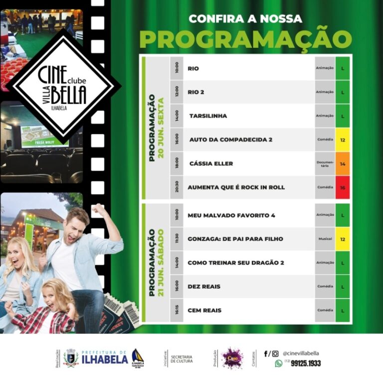 Programação Grátis do Cine Villa Bella para o Feriado de Cor...