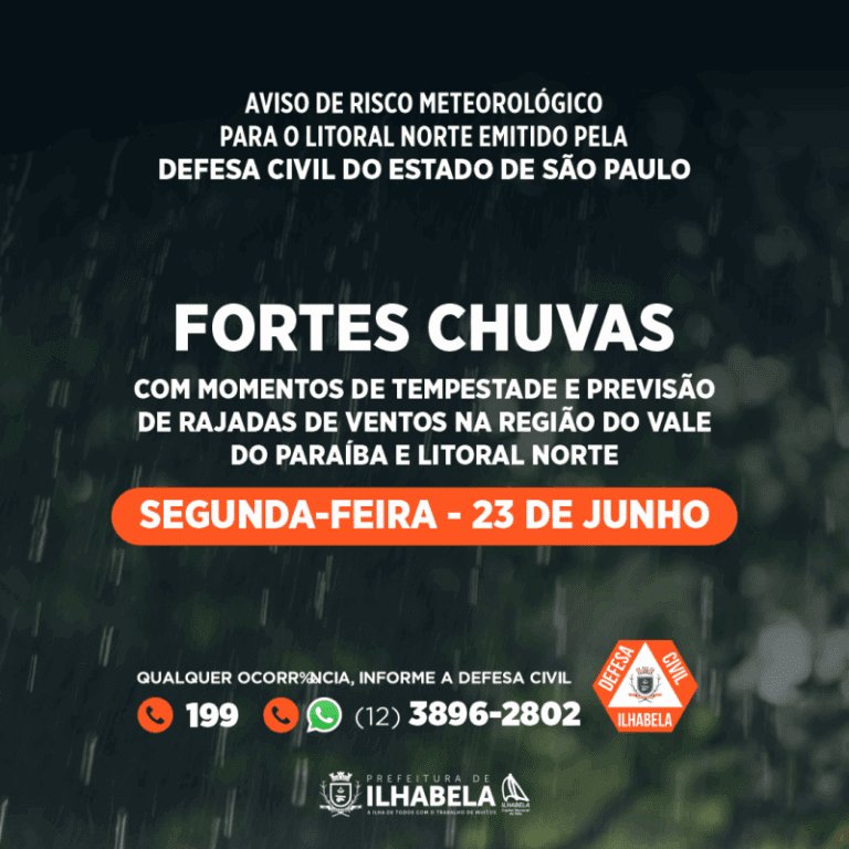 Fortes chuvas em Ilhabela: Alerta da Defesa Civil para segun...