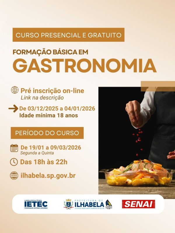 Curso de Gastronomia: IETEC Ilhabela Inicia Pré-Inscrições