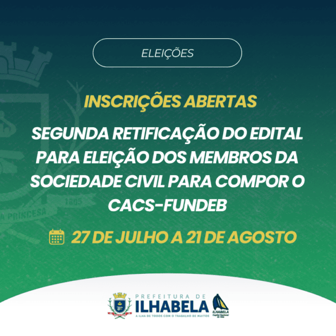 Ilhabela prorroga inscrições para o CACS-FUNDEB
